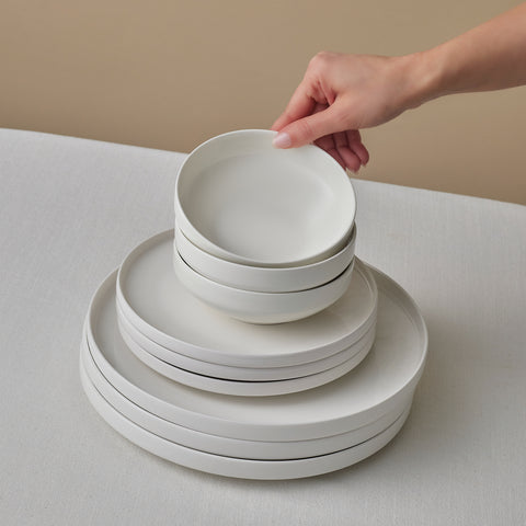 Karaca Stream Bone China Saturn 12-Piece Dinner Set for 4 People, White