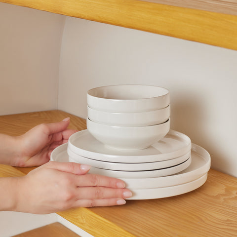 Karaca Stream Bone China Saturn 12-Piece Dinner Set for 4 People, White