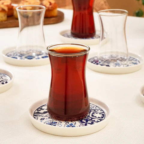 Karaca Portela 6 Kişilik 12 Parça Bone China Türk Çay Seti, 170 ml, Renkli