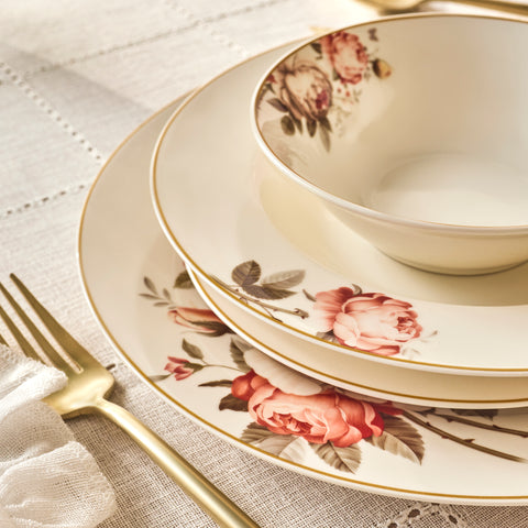 Karaca Bone China Rosie 24 Parça 6 Kişilik Yemek Takımı, Çok Renkli