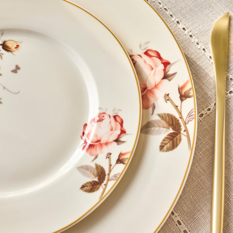 Karaca Bone China Rosie 24 Parça 6 Kişilik Yemek Takımı, Çok Renkli