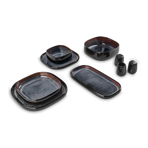Karaca Earth Collection Galactic Shiny Black 55-teiliges Tafelservice für 12 Personen