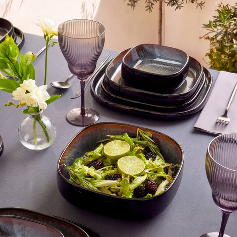 Karaca Earth Collection Galactic Shiny Black 55-teiliges Tafelservice für 12 Personen