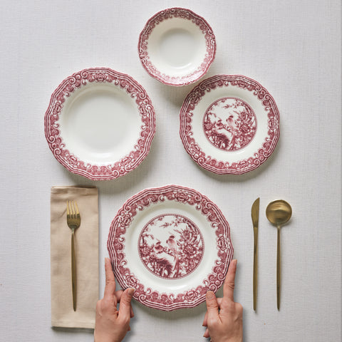 Karaca Bone China Rosie 24 Parça 6 Kişilik Yemek Takımı, Çok Renkli