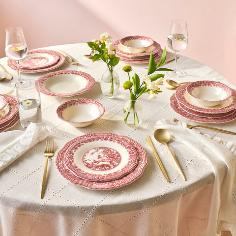 Karaca Bone China Rosie 24 Parça 6 Kişilik Yemek Takımı, Çok Renkli