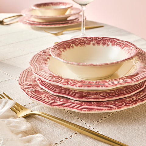 Karaca Bone China Rosie 24 Parça 6 Kişilik Yemek Takımı, Çok Renkli