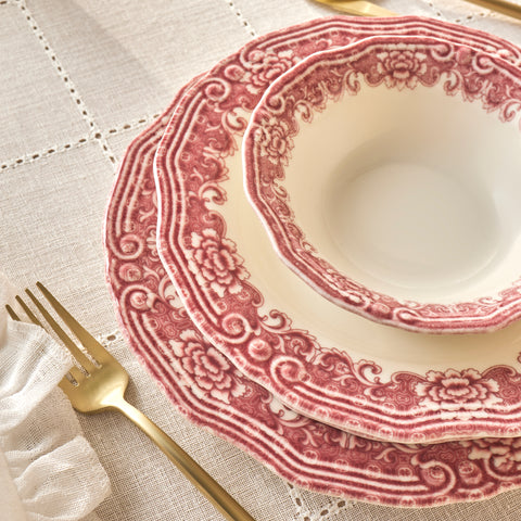 Karaca Bone China Rosie 24 Parça 6 Kişilik Yemek Takımı, Çok Renkli