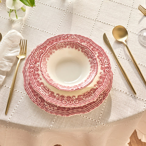 Karaca Bone China Rosie 24 Parça 6 Kişilik Yemek Takımı, Çok Renkli