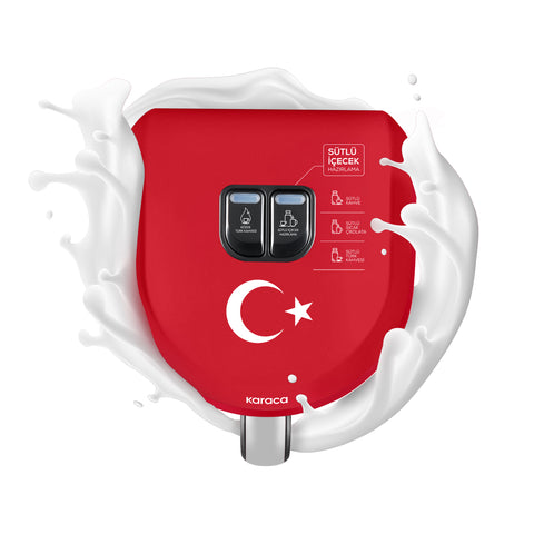 Karaca Hatır Hüps Türkiye – 5-Cup Turkish Coffee Machine with Milk Function and National Anthem, Flag Red