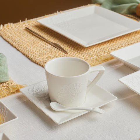 Karaca Trend Emboss Square Breakfast and Serveware Set, 32 Piece