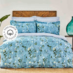 Karaca Home Orville 100% Cotton Bedding Set, Double, Blue-with Fitted Sheet