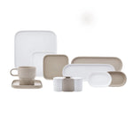 Karaca Cubique Gray 35 Piece Porcelain Breakfast and Serveware Set Square for 6 Person