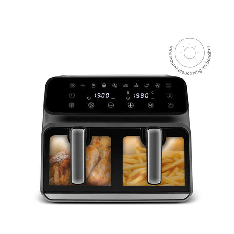 Karaca Multifry XXXL 9 Liter Airfryer mit einer Kammer, Trennwand und Glasfenster