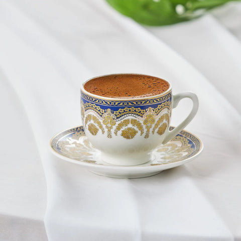 Karaca Zen Blue Kaffeetassen-Set für 6 Personen, 90 ml 