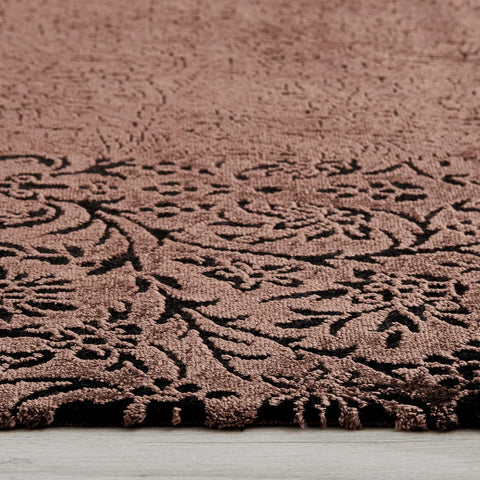 Kashmir Teppich Viskose Premium Damast Lachs 80x150 cm Teppich