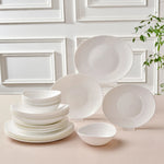 Karaca White Pure Opal Glass Dinnerware Set, 24 Pieces for 6 People