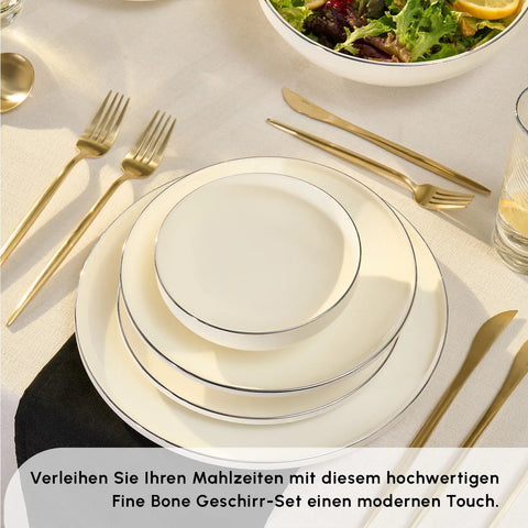 Karaca Streamline Meridian Platinum Geschirrset 59 Teile für 12 Personen 