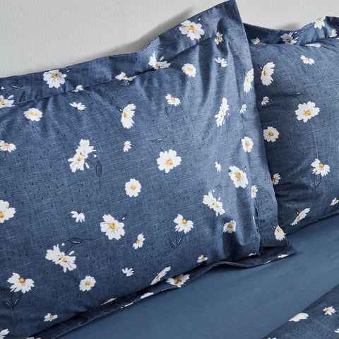 Karaca Home Daisy 100% Baumwolle Einzel Bettbezug Set Indigo