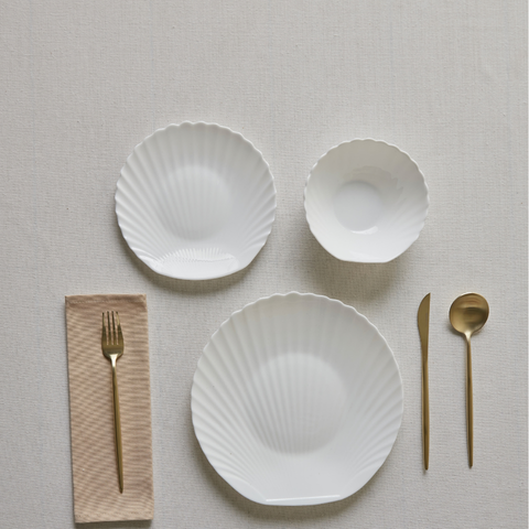 Karaca White Shell Opal Glas Tafelservice 18-teilig für 6 Personen