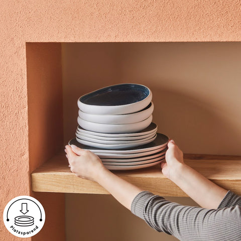 Karaca Earth Collection New Galactic Oscar Reactive Glaze 55-Piece Dinner Set for 12 People, Multi