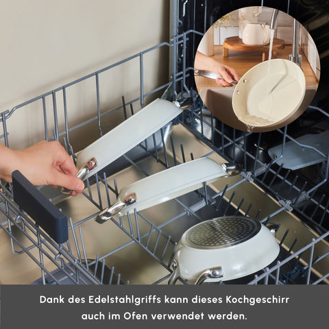 Karaca Swiss Crystal Almond Cream Handle Flat Pan 18 cm
 