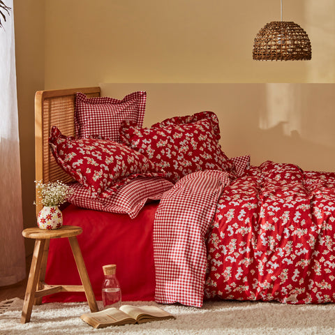 Karaca Home Carlo Double Duvet Cover Set 100% Cotton Red 200x220 Cm