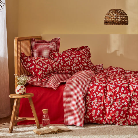 Karaca Home Carlo Double Duvet Cover Set 100% Cotton Red 200x220 Cm