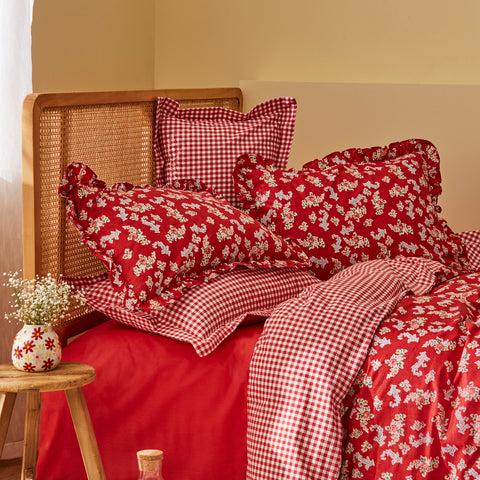 Karaca Home Carlo Double Duvet Cover Set 100% Cotton Red 200x220 Cm