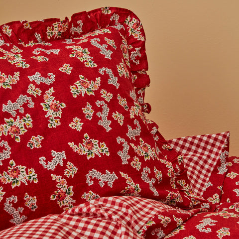 Karaca Home Carlo Double Duvet Cover Set 100% Cotton Red 200x220 Cm