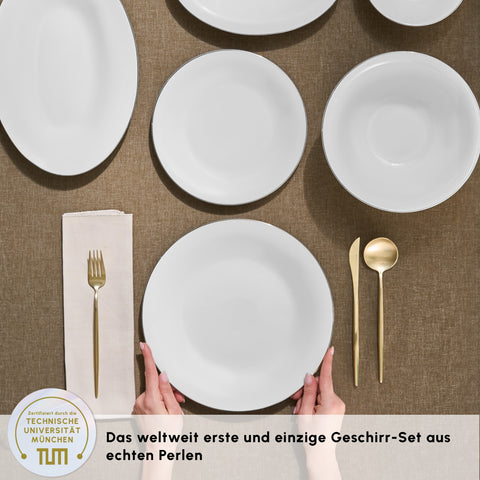 Karaca Fine Pearl Fame 58-Piece Dinnerware Set for 12 People, Platinum
 