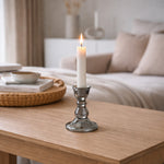 Karaca Boris Glass Candle Holder, Anthracite, 6.5 x 6.5 x 9 cm