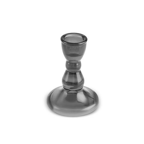 Karaca Boris Glass Candle Holder, Anthracite, 6.5 x 6.5 x 9 cm